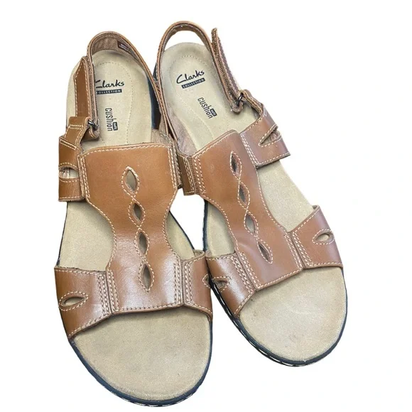 Clarks Shoes Clarks Brown Leather Comfort Sandals Like New